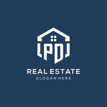 Letter PD Logo For Real Estate With Hexagon Style