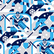 Ice hockey seamless pattern. Vector illustration.