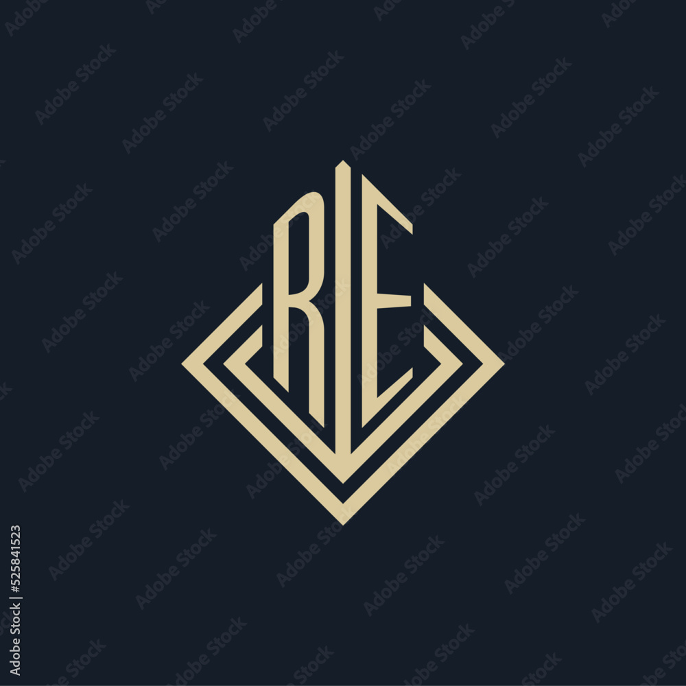 Initials RE logo rhombus lines shape style, luxury modern real estate ...