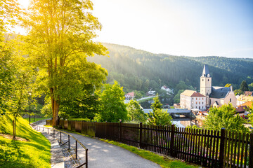 Wall Mural - Rozmberk town panorama in South Bohemia