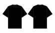Blank Black Short Sleeve Oversize T-Shirt Template On White Background.Front and Back View, Vector File.