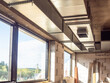 Rectangular duct in building under construction. Ventilation shafts under ceiling. Concept of installation of ventilation system. Installation of centralized ventilation system during construction