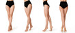 slim female legs on a white background
