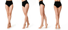 Slim Female Legs On A White Background