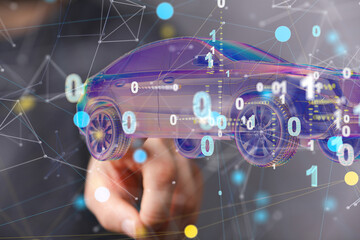 Poster - Energy car concept. Vehicle EV charge battery electric