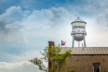 Low Angle View Of Water Tower Against Sky In Gruene, Texas