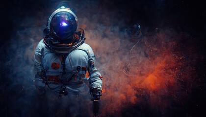 Wall Mural - astronaut on rock surface with space background ,astronaut walk on the moon wear cosmosuit. future c
