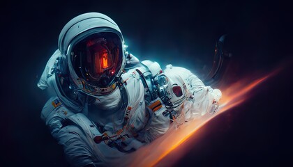 Wall Mural - astronaut on rock surface with space background ,astronaut walk on the moon wear cosmosuit. future c