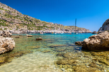 Wall Mural - Clear sea in Anthony Quinn bay in Rhodes island in Greece