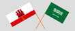 Crossed flags of Gibraltar and Saudi Arabia. Official colors. Correct proportion