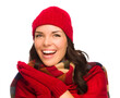 © Andy Dean - Transparent PNG of Excited Mixed Race Woman Wearing Winter Hat and Gloves.