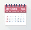 © DG-Studio - September 2023 Calendar Leaf. Calendar 2023 in flat style. Vector illustration.