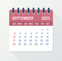 September 2023 Calendar Leaf. Calendar 2023 In Flat Style. Vector Illustration.