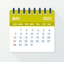 May 2023 Calendar Leaf. Calendar 2023 In Flat Style. Vector Illustration.