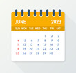 June 2023 Calendar Leaf. Calendar 2023 in flat style. Vector illustration.