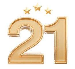 21 years anniversary gold number 3d