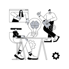 Poster - Brainstorming abstract concept vector illustration. Teamwork, brainstorming tools, idea management, creative team, working process, finding solution, startup collaboration abstract metaphor.
