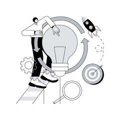 Poster - Project life cycle abstract concept vector illustration. Successful project management, stages of project completion, task assignment, business case, resource requirements abstract metaphor.