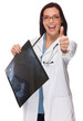 © Andy Dean - Transparent PNG of Mixed Race Thumbs Up Female Doctor or Nurse Holding X-ray.