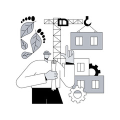 Poster - Modular home abstract concept vector illustration. Modular building, permanent foundation construction, prefabricated home components transportation, green footprint technology abstract metaphor.