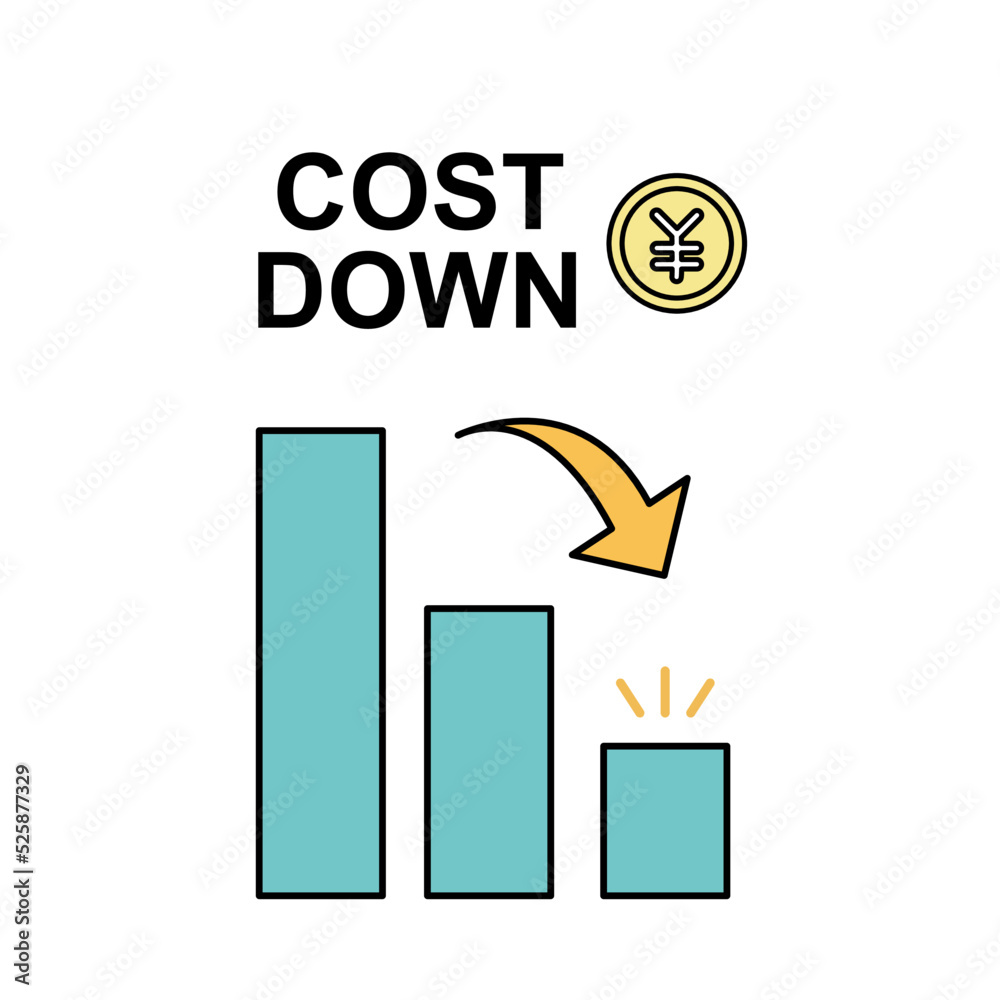 Image vectorielle Stock コスト削減 コストダウン ビジネス グラフ イラスト | Adobe Stock