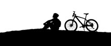 Silhouette Of A Person Riding Bicycle