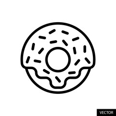 Poster - Doughnut or Donut vector icon in line style design for website design, app, UI, isolated on white background. Editable stroke. Vector illustration.