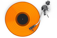Vinyl Record Player Or DJ Turntable With Retro Vinyl Disk On White Background.
