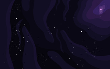 Vector space background . Cute flat style template with Stars in Outer space