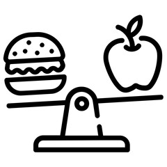 Sticker - A customizable linear icon of balanced diet 