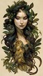 Beautiful seductive dryad. The pagan spirit of the forest. Portrait of a beautiful dryad.