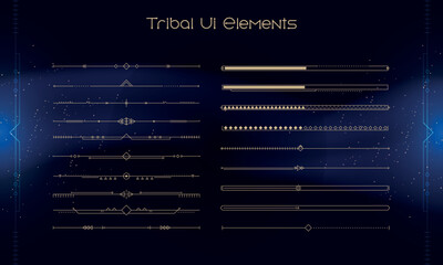 Wall Mural - set of tribal user interface elements. fantasy ethnic hud. good for game ui. vector illustration eps