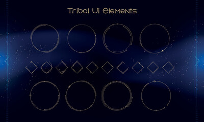 Wall Mural - set of tribal user interface elements. fantasy ethnic hud. good for game ui. vector illustration eps