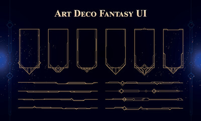 Wall Mural - set of art deco modern user interface elements. fantasy magic hud. good for game ui. vector illustra