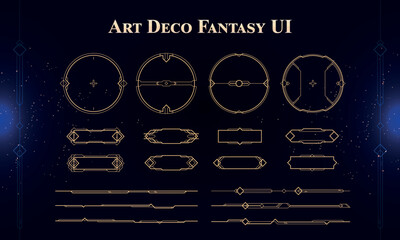 Wall Mural - set of art deco modern user interface elements. fantasy magic hud. good for game ui. vector illustra