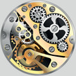 Drawing of an internal mechanism of a mechanical watch. Vector image
