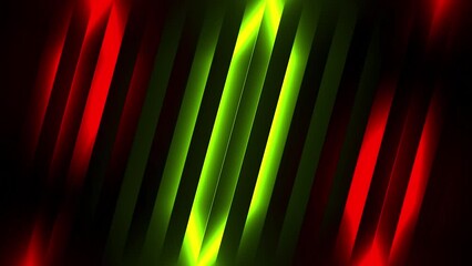 Poster - Moving diagonal bright stripes and neon light. Motion. High tech background with moving long figures or batteries.