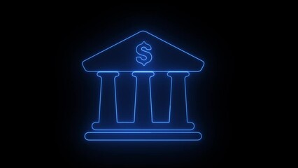 Poster - Bank Line Icon Animation. 4K Motion Graphic with Alpha Channel.
