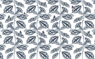 Wall Mural - seamless floral pattern, ivy watercolor texture, isolated white, wallpaper design, mural art.