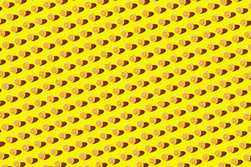 Wall Mural - Lemon pattern on a yellow background. Pop art design, creative citruses. Yellow lemon, minimal flat style.