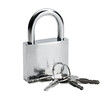 Metallic padlock isolated on transparent background, PNG