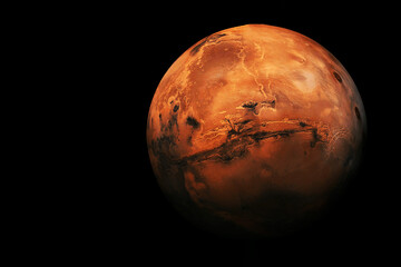 Wall Mural - planet mars on a dark background. elements of this image furnished by nasa
