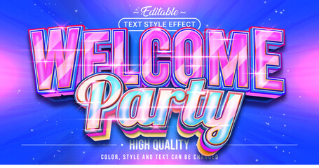 Aufkleber - Editable text style effect - Welcome Party text style theme.