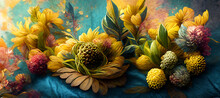 Flower Painting Art Modern Art Plant Floral Design Digital Art Illustration Painting Hyper Realistic