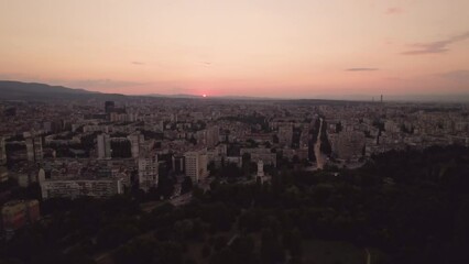 Wall Mural - South park in Sofia, Bulgaria at sunset. Aerial view