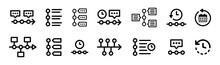 Timeline Process Outline Icon Collection, Template In Graphic Design. Set Of Chronology Symbol Illustration.