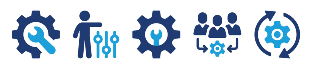 Poster - Setup icon collection. Settings, maintenance and configuration symbol vector set illustration.