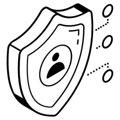 Canvas Print - Man inside shield, isometric icon of personal security 