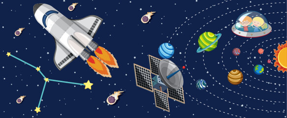 Wall Mural - Cartoon space background template