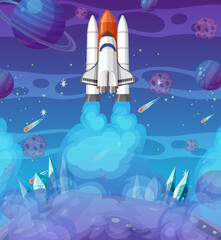 Wall Mural - spaceship in the galaxy background